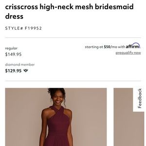 David’s Bridal High Neck Wine colored Bridesmaids dress